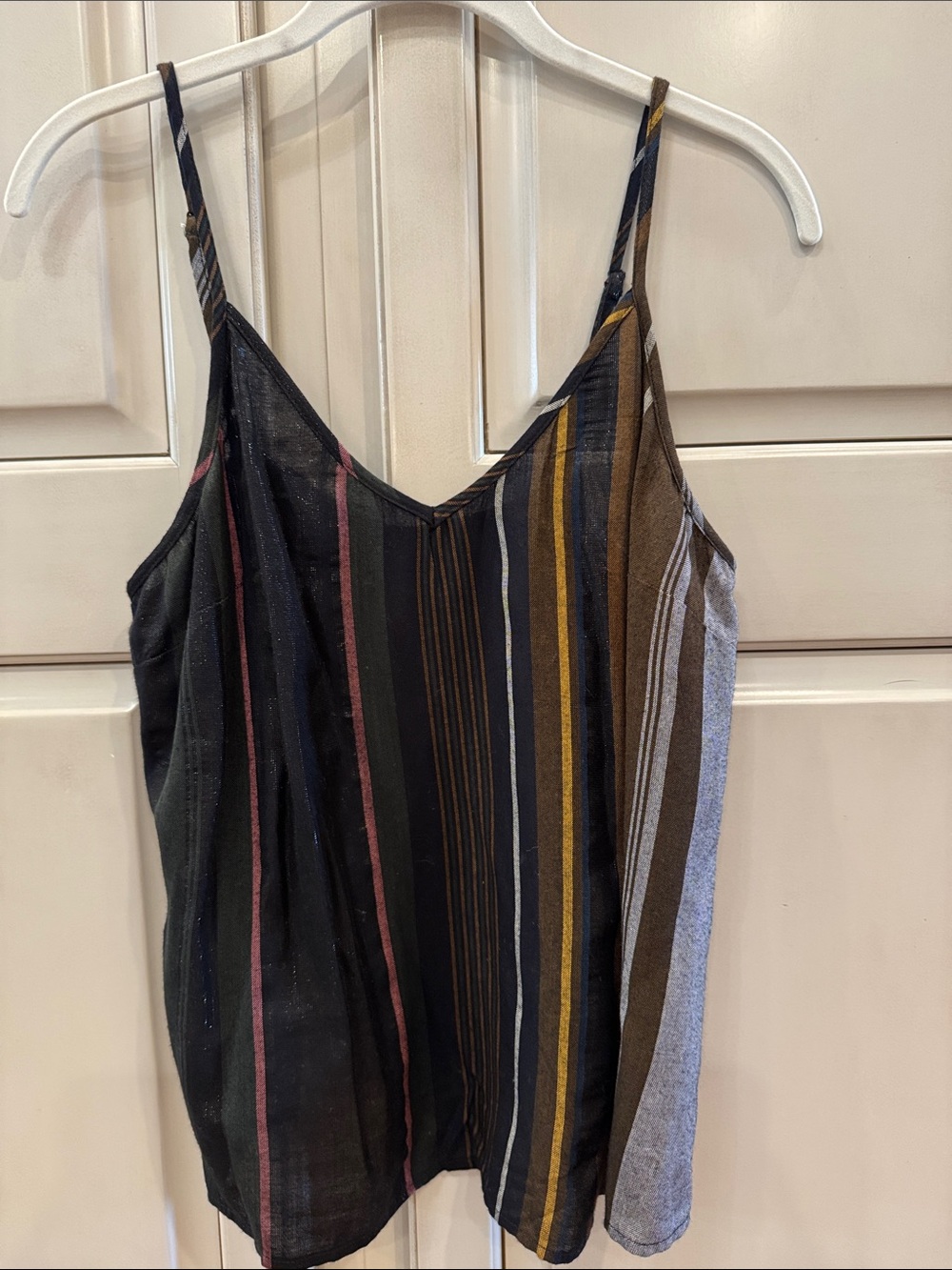 Evereve Striped V-Neck Spaghetti Strap Camisole - Black Multi